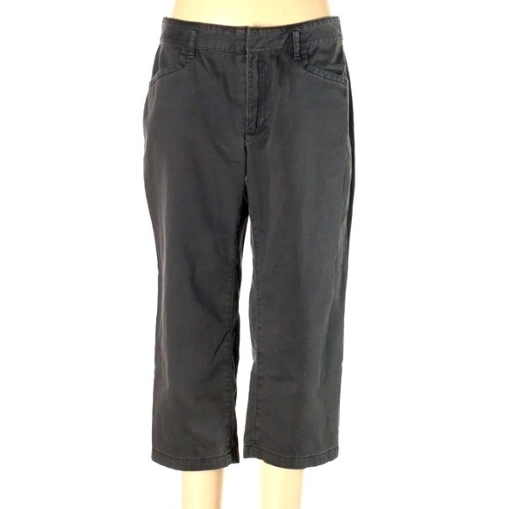 Eddie Bauer sz 12 grey “Legend Wash” midrise straight leg 100% Cotton crop pants